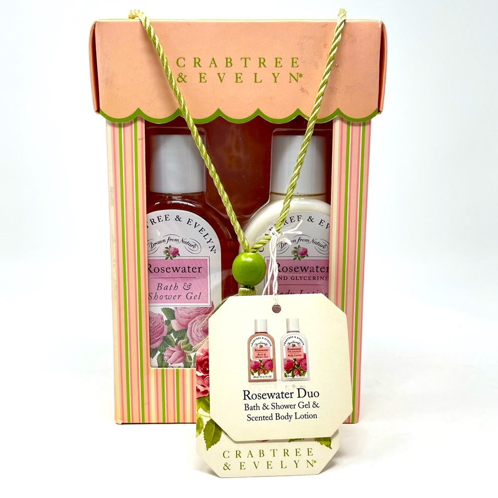 NWT Crabtree and Evelyn Rosewater Duo Shower Gel and Body Lotion Gift Set